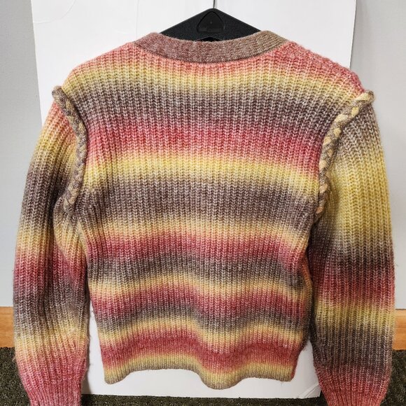 KUT FROM THE KLOTH Isla Braided Button Down Cardigan Oatmeal Coral Womens Sz S - Picture 3 of 6